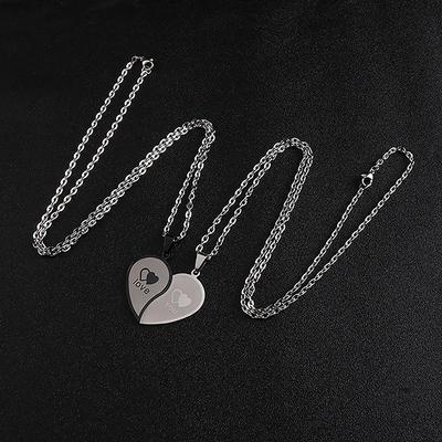 Gioielli per coppie Collane a cuore Collana per coppie Collana in acciaio inossidabile con ciondoli d'amore incisi Collana per San Valentino