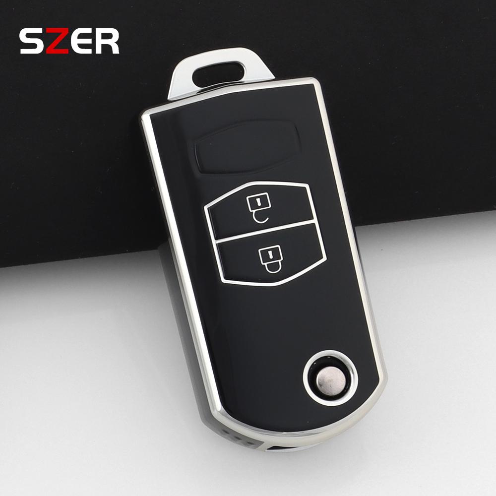 For Mazda Demio 2 3 5 6 M3 M5 M6 Cx-5 Cx7 Cx9 Rx8 Mx5 Mpv 2 3 Buttons Soft Tpu Car Remote Flip Key Case Cover Holder Keychain