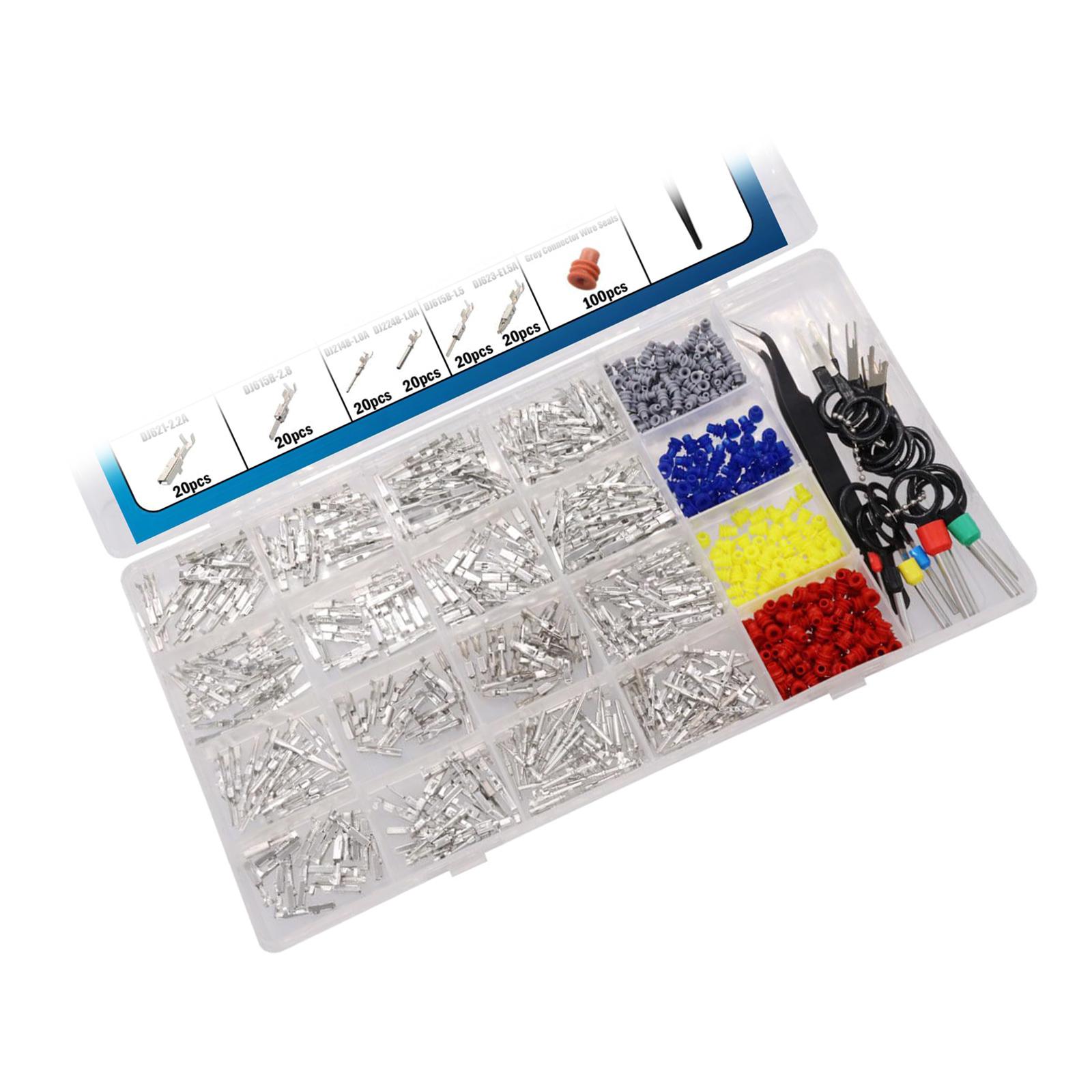 

720Pcs Connector Pin Terminals with Terminals Removal Tool Car Wire Terminals Connector Pin 1/1.5/1.8/2.2/2.8/3.5mm 720