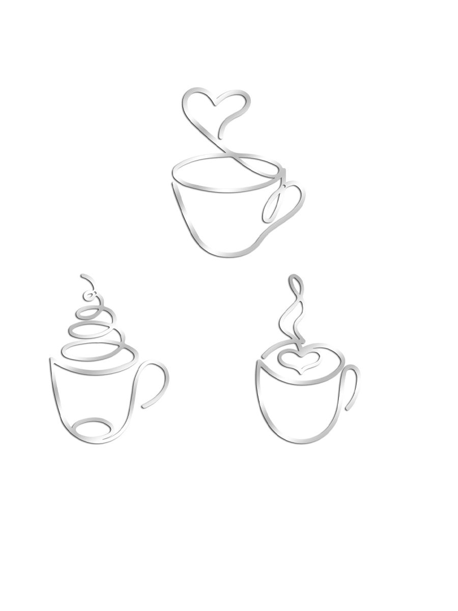 

Креативна Декоративна Наклейка на Стіну 3D Дзеркало з Акрилу 1 мм у Формі Кавової Чашки Для Ресторанів та Кафе.