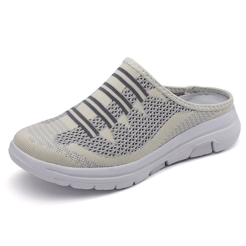 Women's 2024 Fashion Fly-knit Half-Slippers: Breathable, Slip-on Mesh Casual Shoes.