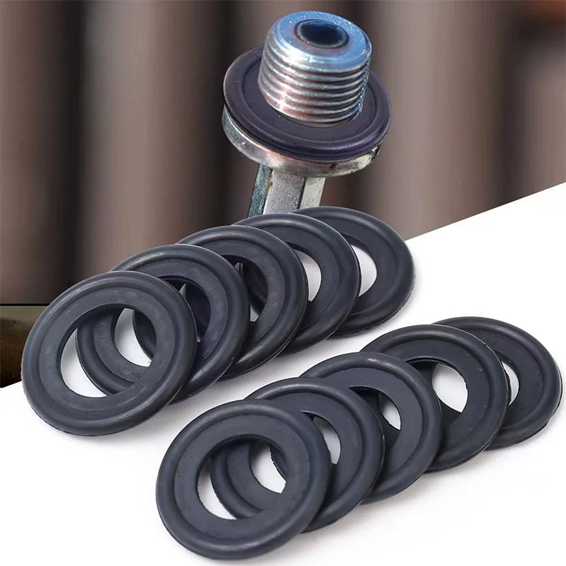 50Pcs Rubber Engine Oil Drain Plug Gasket Fit M12M14 Screw Sealing Shim Wear Automotive Seal Up Ring Accessories Oil Pan Gaskets