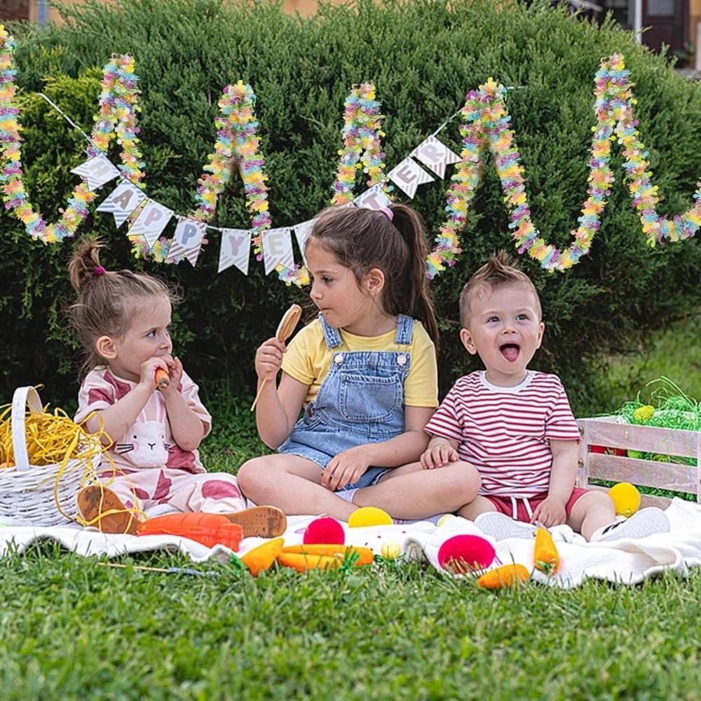 Glitter Spring Easter Garlands Stripe Colorful Eggs Hanging Ornament  Mantle Decor