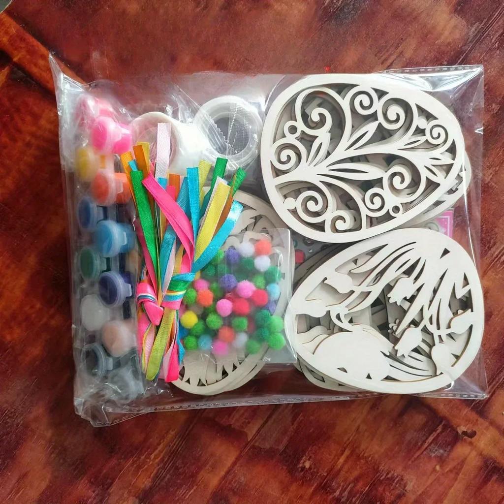 Wooden Easter Egg Craft Kit-Paint Your Festive Ornaments,Perfect for Teenagers&Adults,Ideal for Spring Classroom Activities