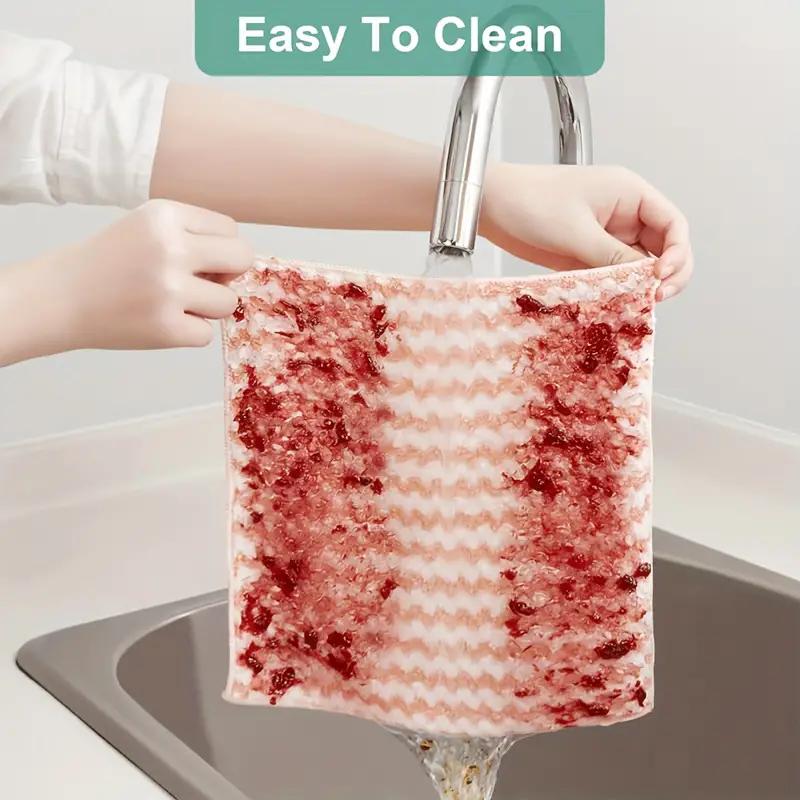 10/5/1Pcs Kitchen Cleaning Rag Coral Fleece Dish Washing Cloth Super Absorbent Scouring Pad Dry and Wet Kitchen Cleaning Towels Random Color