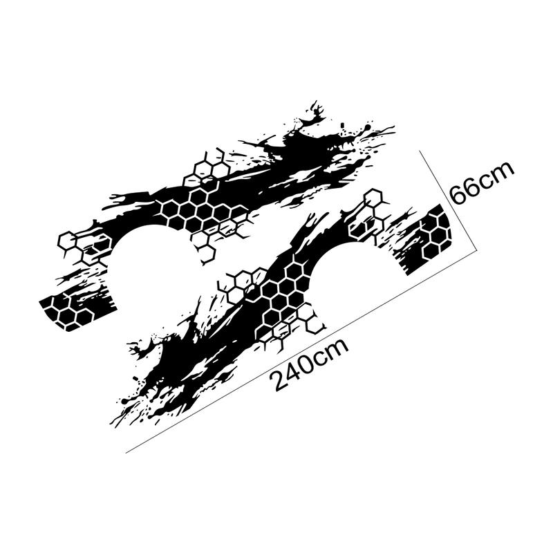 2PCS Car Door Side Stickers Car Livery Honeycomb Stripes Graphics Styling Vinyl Full Body Decor Decals Auto Tuning Accessories