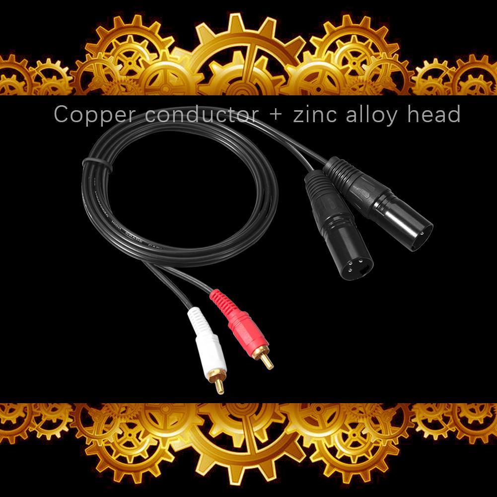 2 RCA Male To Dual XLR Male Audio Cable Black HIFI Stereo Audio Cable for Microphone Mixer Headphone Amplifier