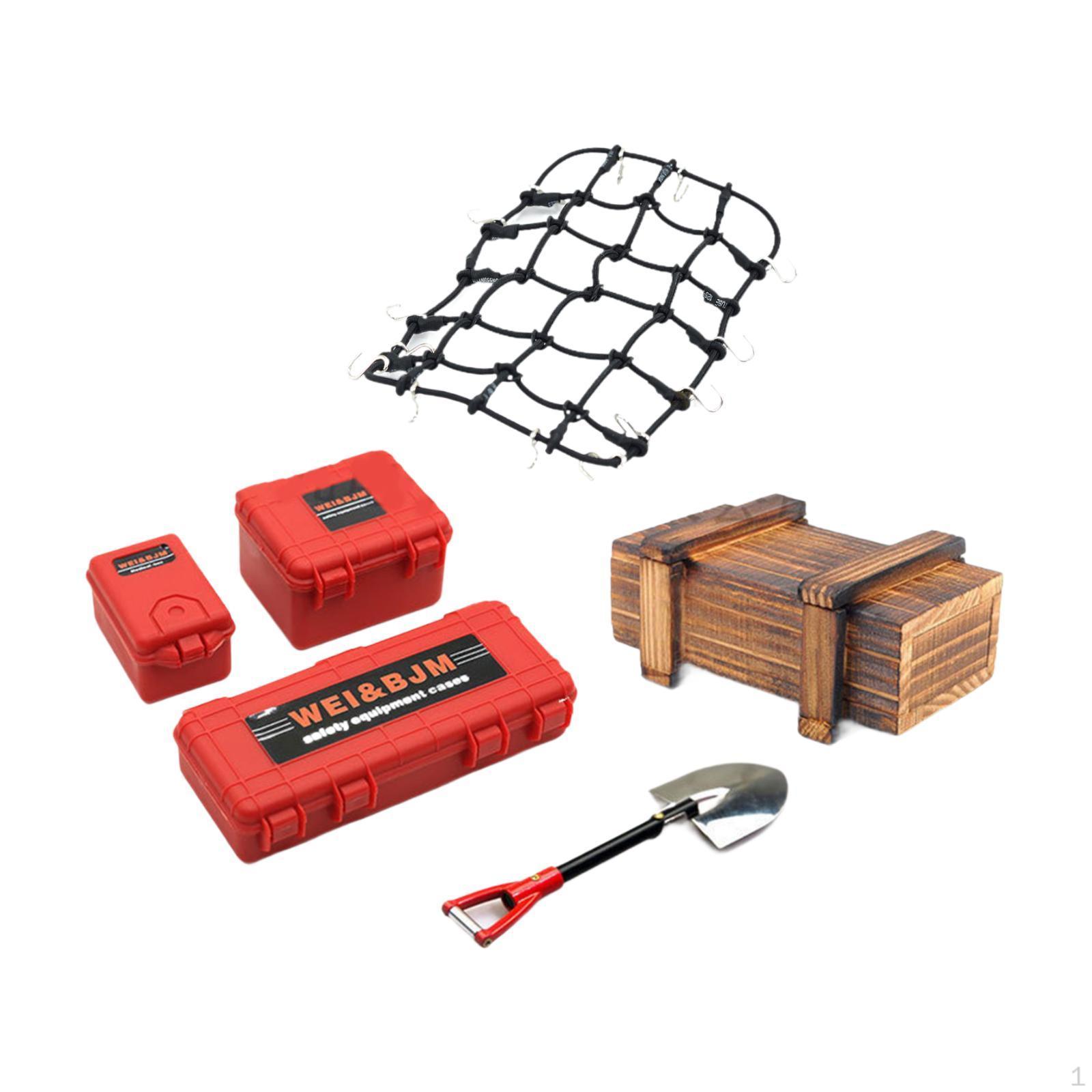 

6 шт. 1/10 RC Car Roof Decoration Vehicle Part Simulation Bag Case для SCX10 90046 90047 червоний