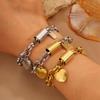 Elegantní Titanová Ocelová Pár Bracelet Srdce - Unisex, Luxusní Design, Univerzální a Stylový
