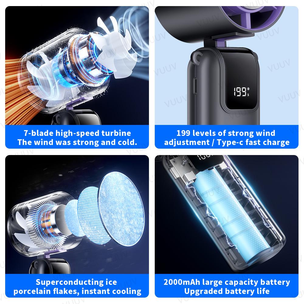 VUUV Mini USB Charging Handheld Fan Desktop Small Fan With Mobile Phone Holder Portable And Simple Outdoor Small Fan