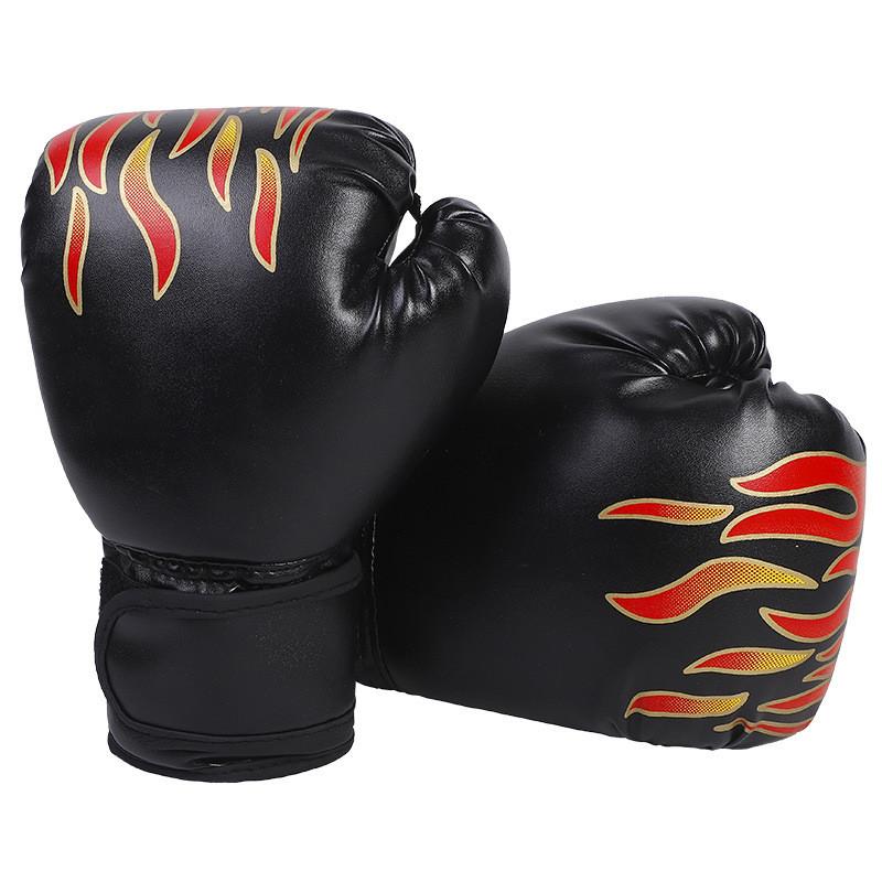 

Flame Print Tiger Boxing Gloves For Adult Kids Fight Training Fitness Sports Black Flame,25x17cm(Adult)