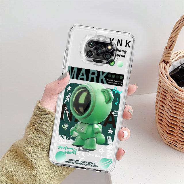 Clear Case For Xiaomi Mi Poco X3 NFC M3 Pro F3 F1 11 Lite 12 Redmi Note 10 9S 8 7 9 Soft Phone Cover Mechanical Astronaut Space