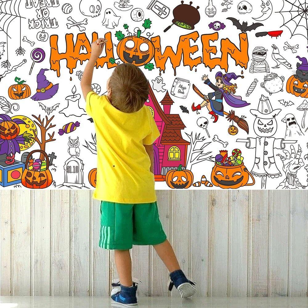 Kreslený Halloweenský Graffiti Ubrus Kreativní Velké Omalovánky Strašidelný Dům