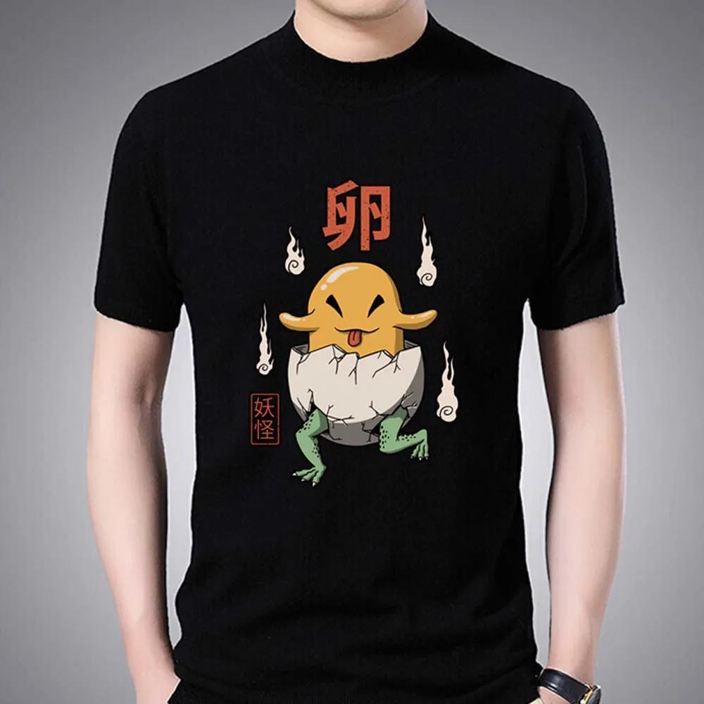 T-shirt Men's Popular Casual Anime O-neck Slim Cartoon Cute Print Pattern Series Top Commuter Black Soft Men's Shirt