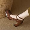 Fashion Women High Heel Shoes Elegant Fashion Thick Soled High Heels  Retro Shallow Mouth Banquet Party Wedding Shoes Zapatos De Mujer