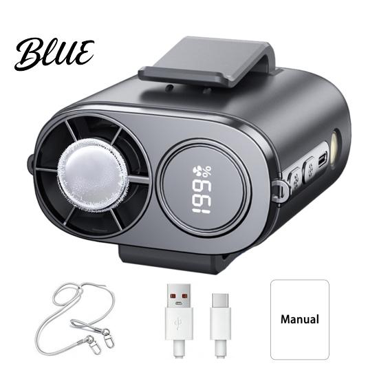 Handfree Personal Fan Portable Waist Fan Rechargeable Body with Flashlight Wireless Clip-on USB Powered for Neck Belt Hip Outdoor Work Travel