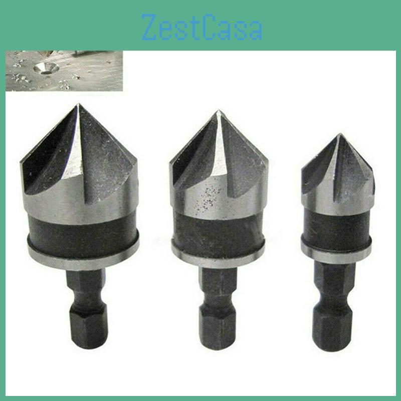 Durable 3pcs Hex Countersink Boring Bore Quick Change Drill Bit Tool Set Ideal For Wood And Metal Projects