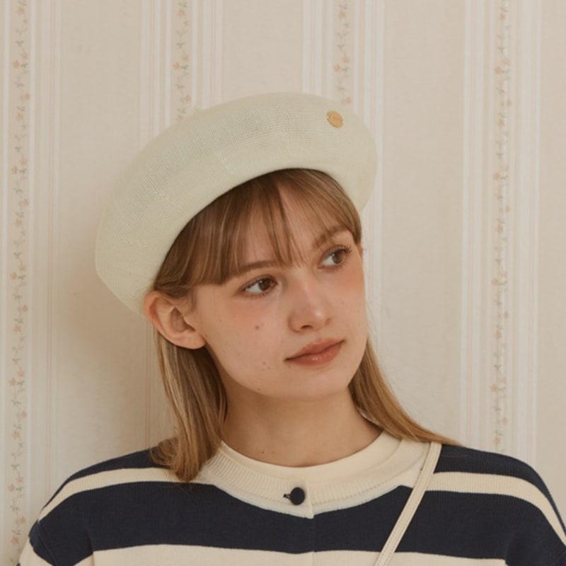 ANOETIC GOLD LOGO BASIC BERET_IVORY