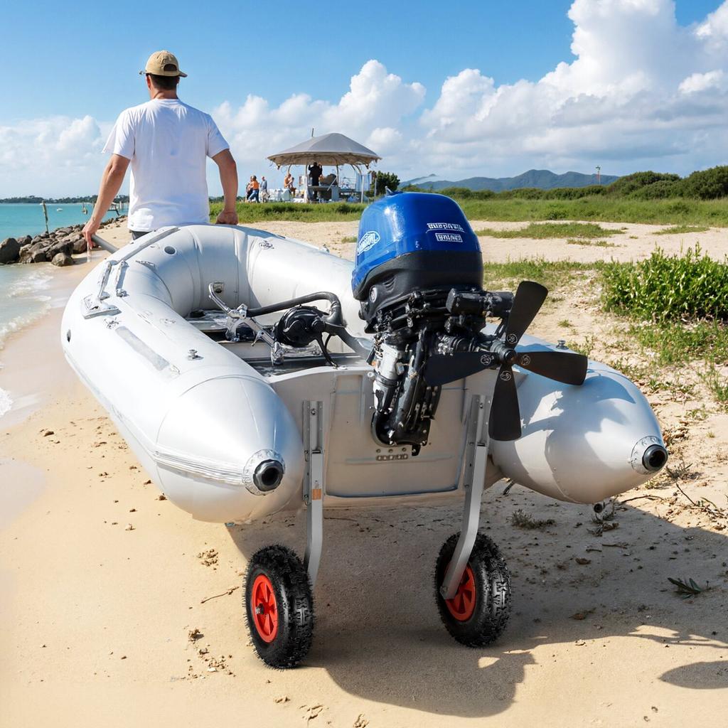 Boat Launching Wheels, 226.8 Kg Load Capacity, 304.8 Mm Aluminium Alloy Transom Wheel with Inflatable Rubber Tires, Folding Launch Wheels with 4 Quick