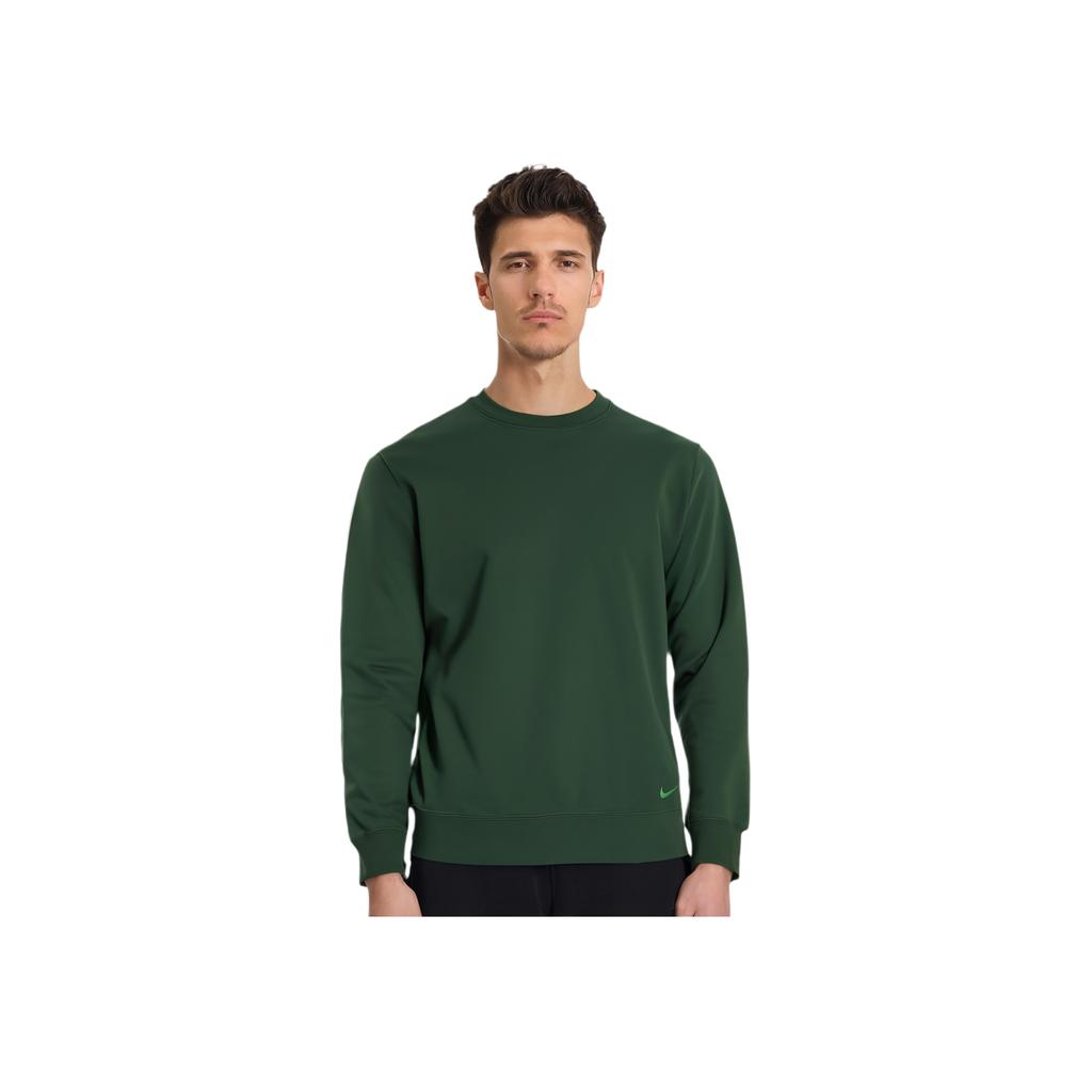 Nike Solid Color Logo Embroidered Crewneck Sweatshirt Men Tops Green FB7223-341