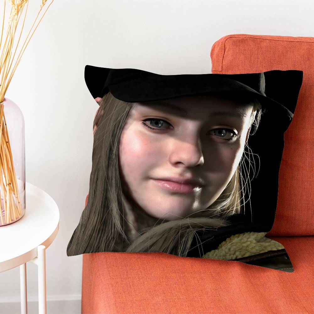 Rosemary Winters R-Resident Evil Village 8 Pillow Case Plush With Invisible Zipper Dustproof Sofa Cushion Cover For Home Decor