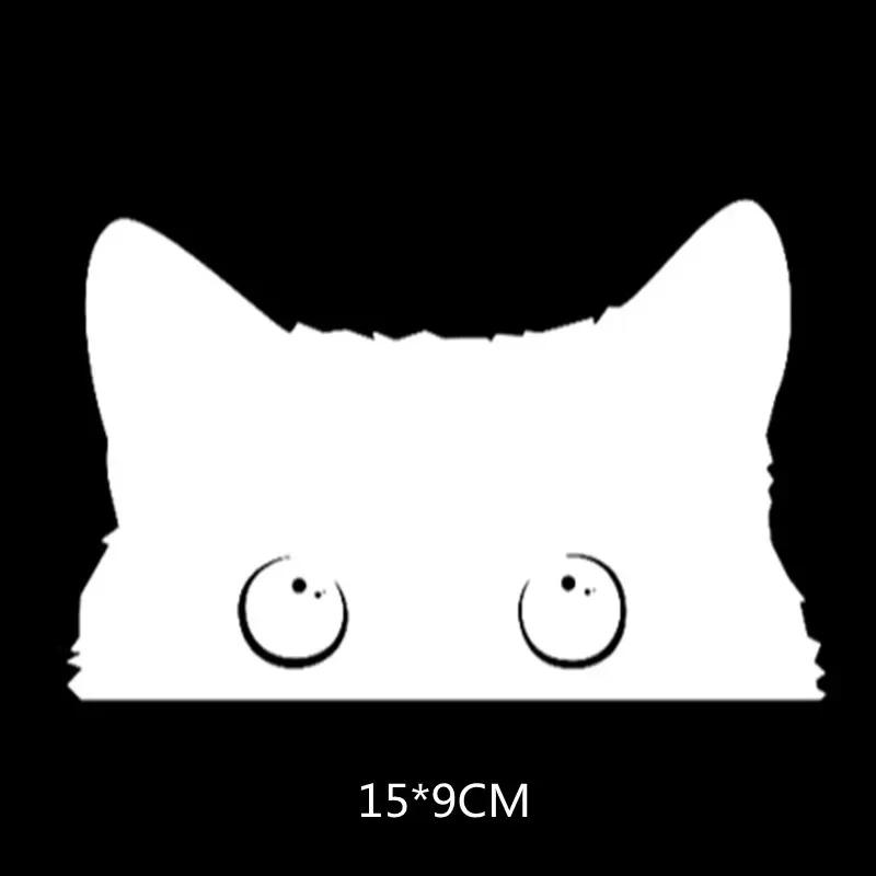 1 piece Hot Car Sticker Accessories Poor Cat Is Stealing with Big Eyes Watch Vinyl Car Styling Cover Waterproof PVC 15X9CM