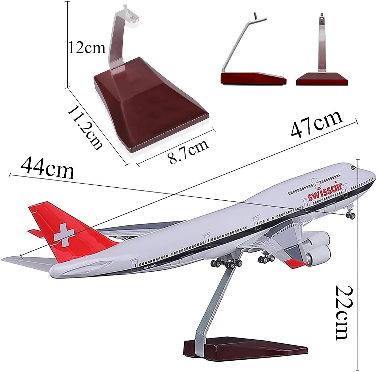 

Моделі літаків B747 Swiss Airlines 47CM Модель літака 1:150 Масштаб Колекційна Авіація Airbus Домашній Декор з Колесом та Світлом Подарунок No light
