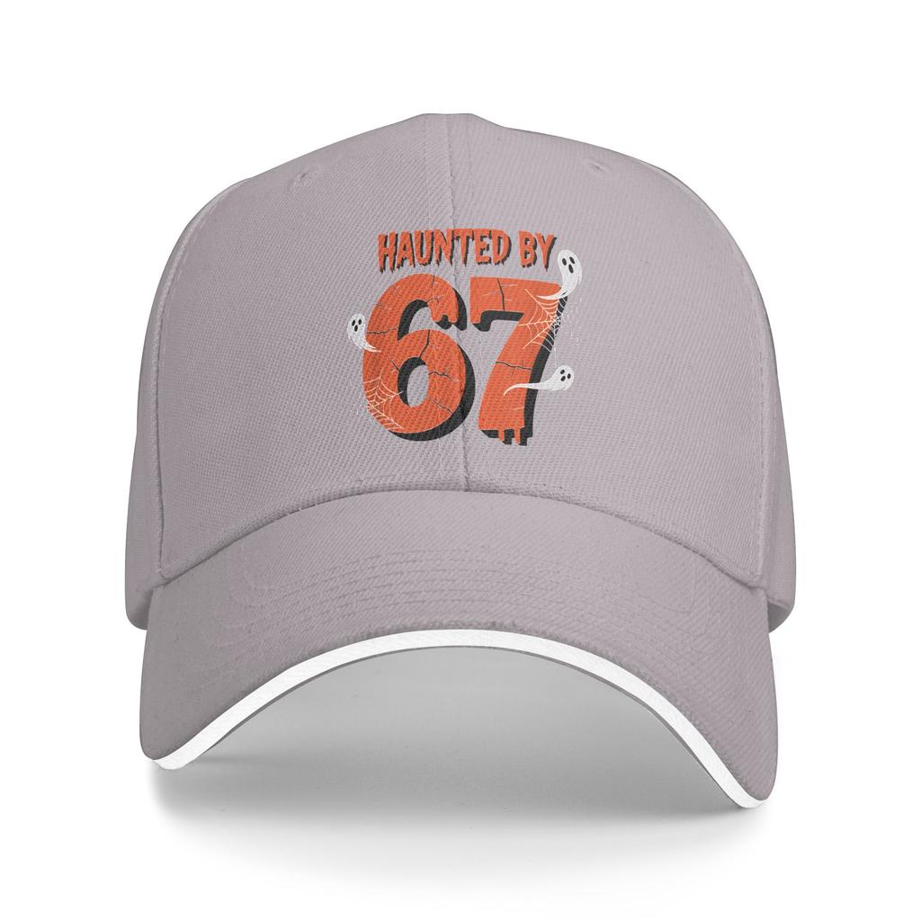 Haunted by 67 Halloween Funny 67 Meme Six Seven Ghost Baseball Cap Fashion Trucker Hat Summer Men Hiking Fishing Baseball Caps