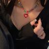 Red Love Coloured Glaze Bead Necklace Hawaii Beach Necklace Suitable for Ladies