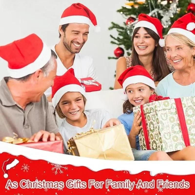 1/20PCS Christmas Hat Adults Kids Xmas Hats Red Non-woven Santa Claus Gift Hat for Merry Christmas New Year Festive Decoration