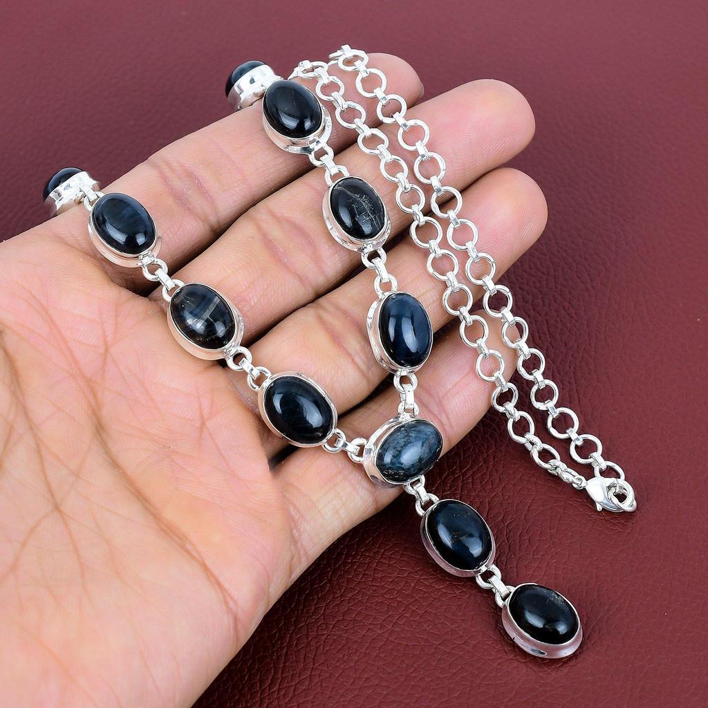 Pietersite Necklace Gemstone Necklace Handmade Jewelry 925 Sterling Silver Adjustable Chain Necklace Natural Pietersite Jewelry Wedding Gift