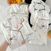 Fashion Temperament Wind Sun Simple Design Sense Cloud Cotton Pajamas Women'S Summer Short Sleeves Three-Piece Set
