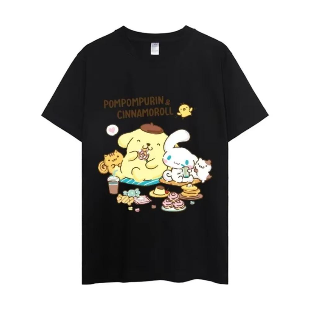 MINISO Pompompurin T Shirt Men Couple Combination Clothes Short Sleeve Collar Fashion Woman Cotton