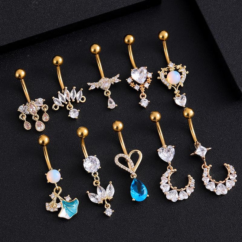 Personality Belly Button Rings Stainless Steel Navel Piercing Barbell For Women Simple Belly Ring Beach Jewelry Gifts