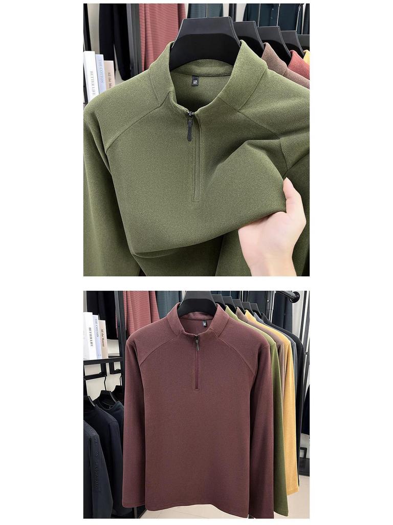 Men's Woodpecker Half-Zip Stand-Up Collar Long-Sleeve German Velvet Sweatshirt