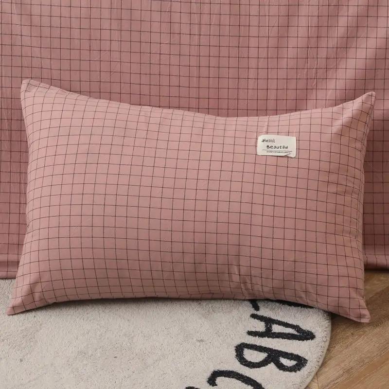 Plaid Pillow Case Home Bedroom Couples Cotton Comfortable Washable Case Cover for Adults Sleeping Textile New