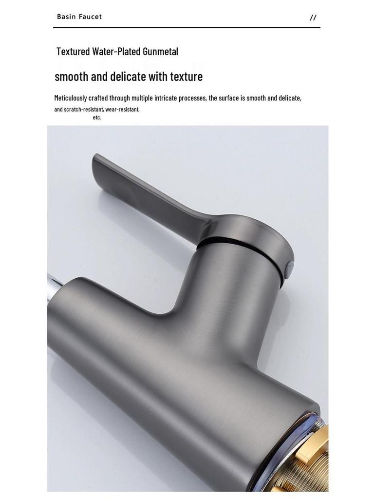 White Pull-Out Faucet Washbasin with Hot & Cold Single Hole Vanity Countertop