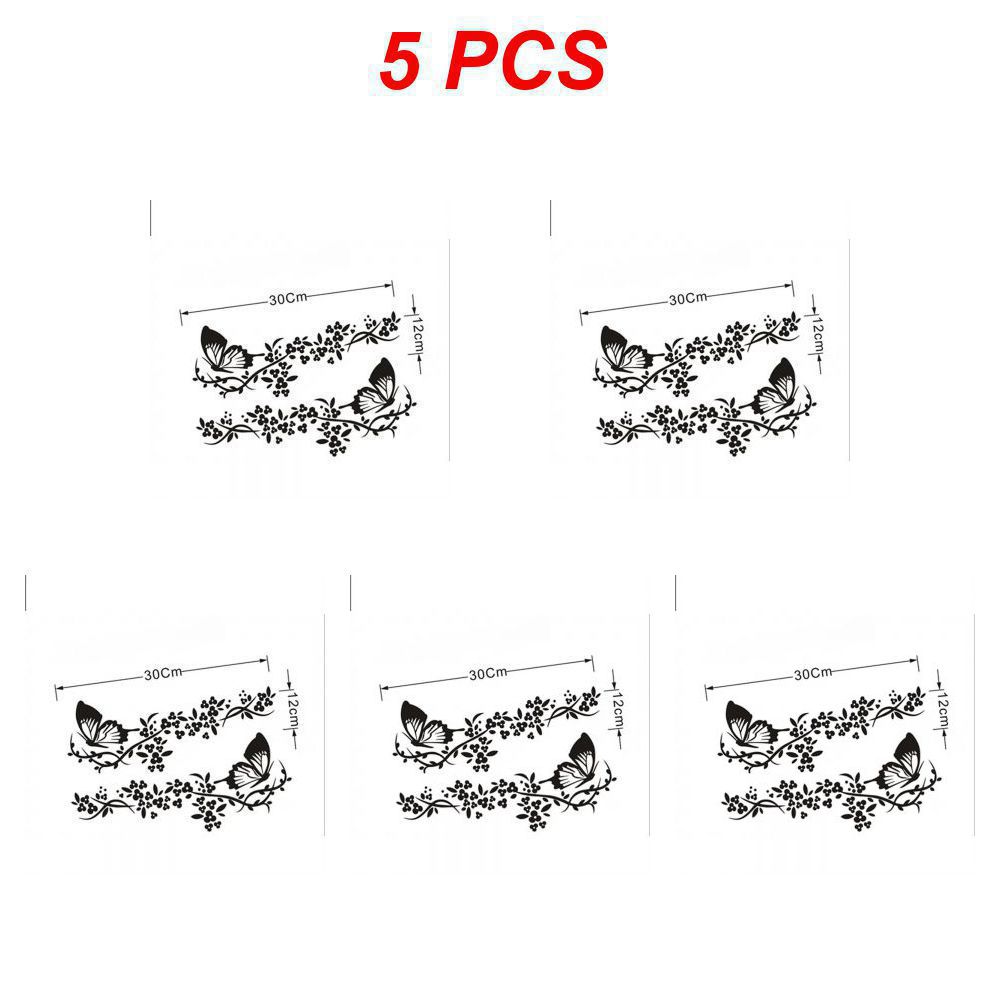 2~5PCS Flying Butterfly Flower Car Decal Water-resistant Car Door Window Sticker Decor High Stickiness Car-Styling Vinyl