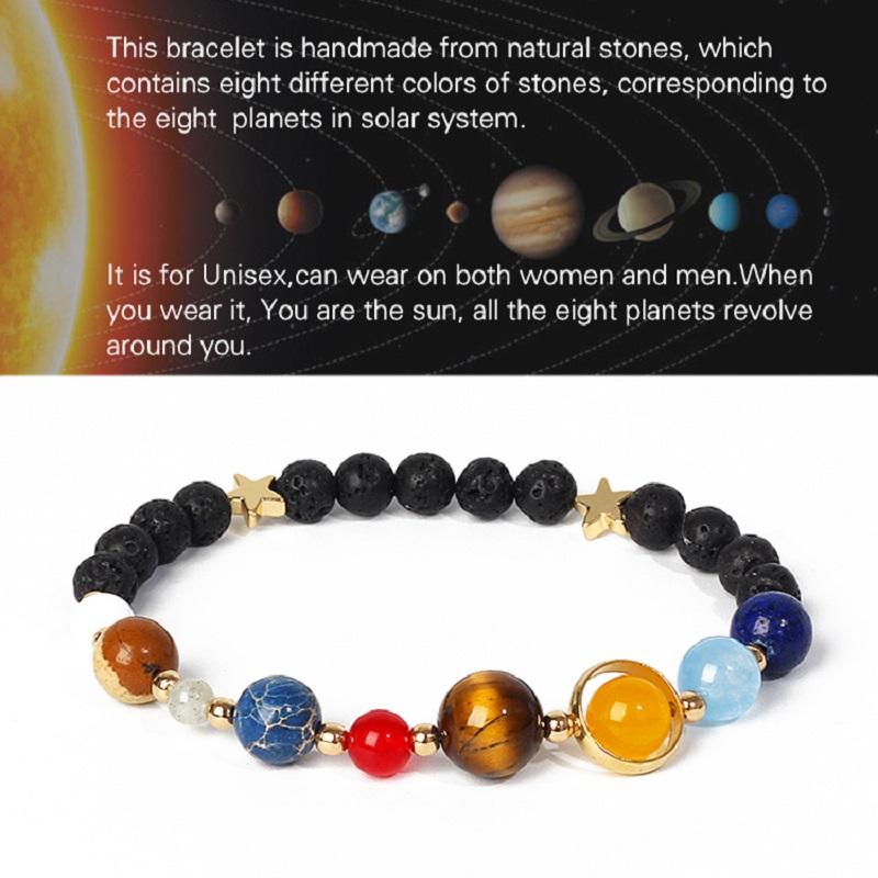 Universe Galaxy Eight Planets Bracelets Solar System Guardian Star Natural Stone Beads Bangles for Women Jewelry Drop Shipping