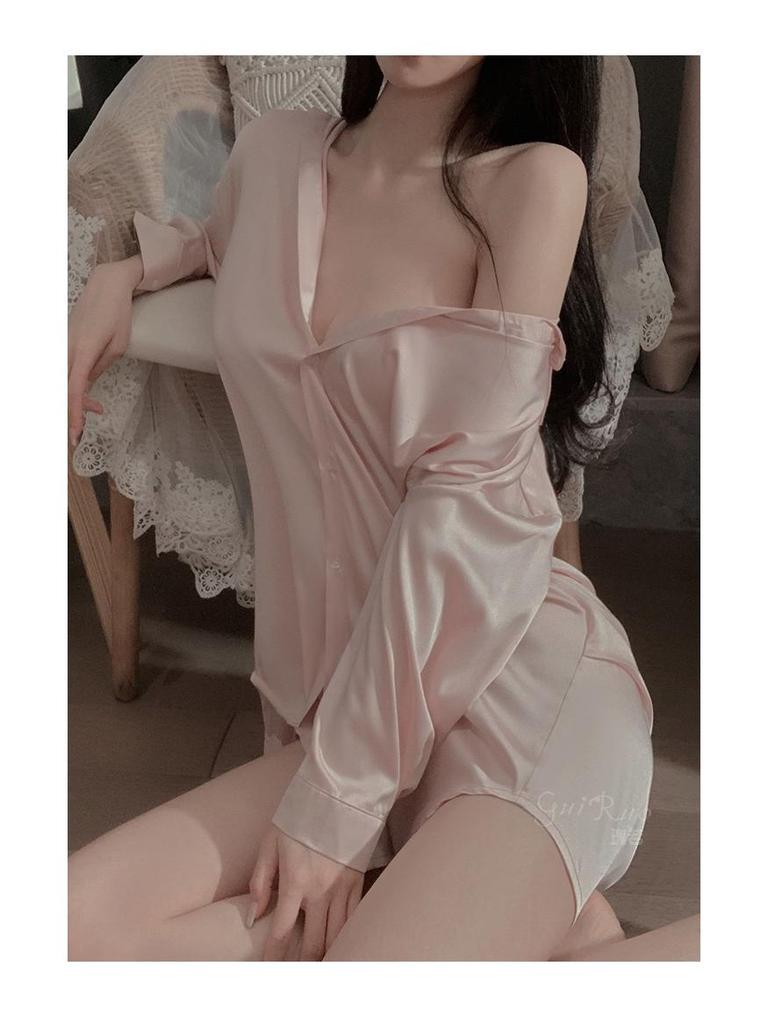 Sexig enfärgad lös passform pyjamas set - Plusstorlek bekväma hemmakläder