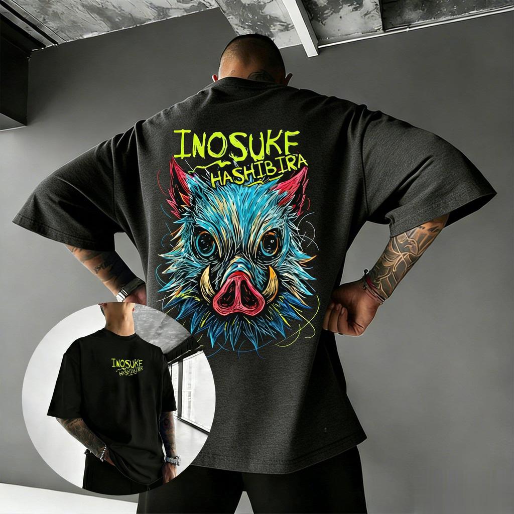 Demon Slayer Inosuke Anime T Shirt Mens 2026 Summer Fashion Short Sleeve Tee Casual Tops Graphic Print Streetwear Y2k Clothes