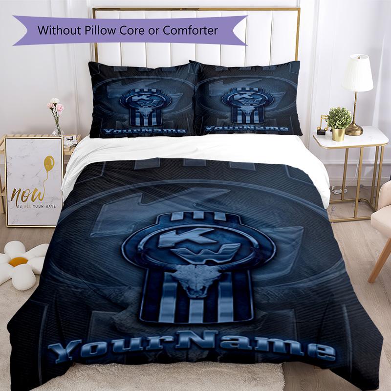 Kw Heavy Trucks Customize Your Name Bedding Set Breathable Duvet Cover with Pillowcases Home Decoration Birthday Gift