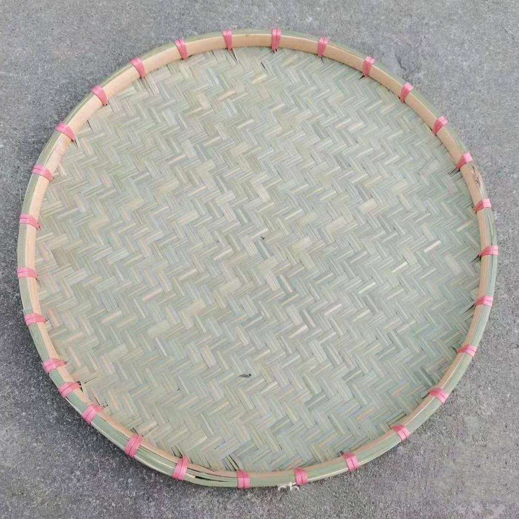 Cesta de Bambú Verde de Primera Capa para Cernir: Redondo, Duradero y Espeso para el Secado de Verduras Doméstico y Comercial.