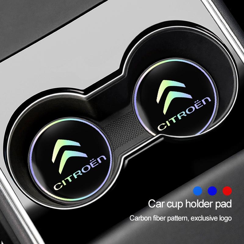 2Pcs Car Emblem Water Cup Pad Color Insulated Coasters Mat For Citroen C4 C3 C5 C5X e-C4 X C-Elysee Berlingo C1 C6 C2 C-Crosser