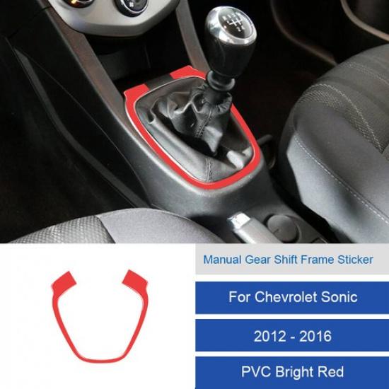 Carbon Fiber Manual Gear Shift Panel Decoration For Chevrolet Sonic 2012-2016 Bright Red（PVC )