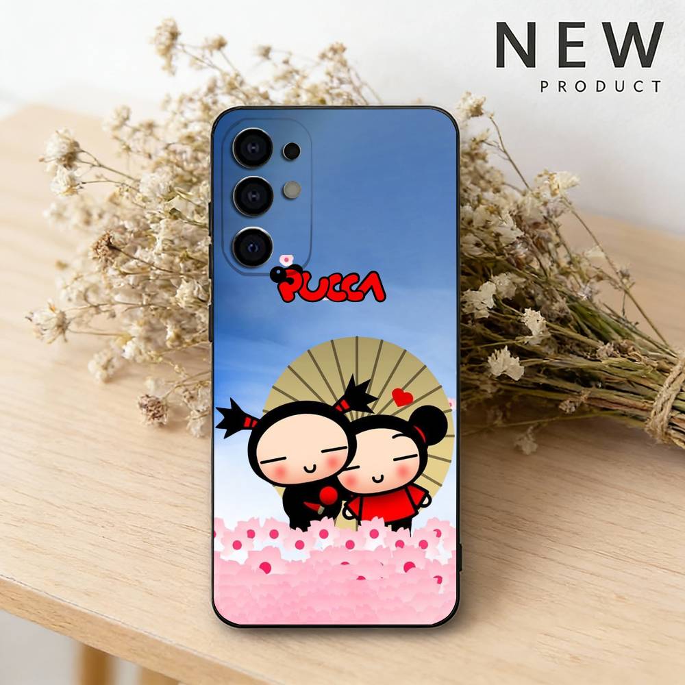 Cute Cartoon-Pucca phone Case For Samsung S26,25,24,21,22,23,30,20,Ultra,Plus,Fe,Lite Black Soft Cover