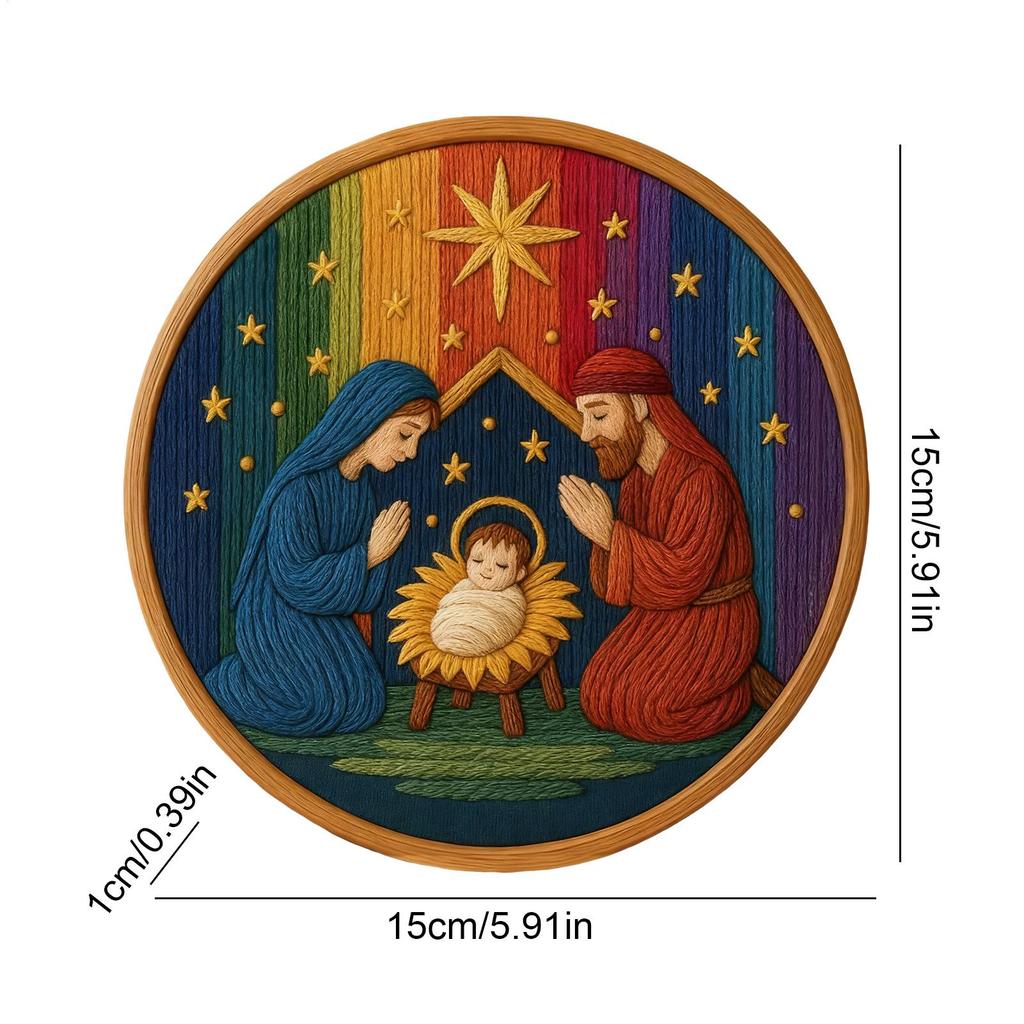 Nativity Embroidery Kit Handmade Nativity Thread Craft Christmas Ornament Embroidery Kit For Stocking Holiday Fall Halloween