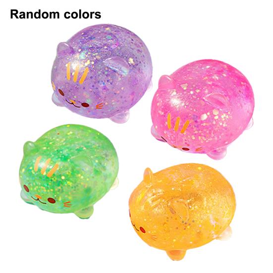 1/2/3Pcs Mini Cat Squeeze Toy Stress Relief Clear Glitter Kitten Stress Sugar Ball Sensory Toy Decompression Fidget Toy Party Favors