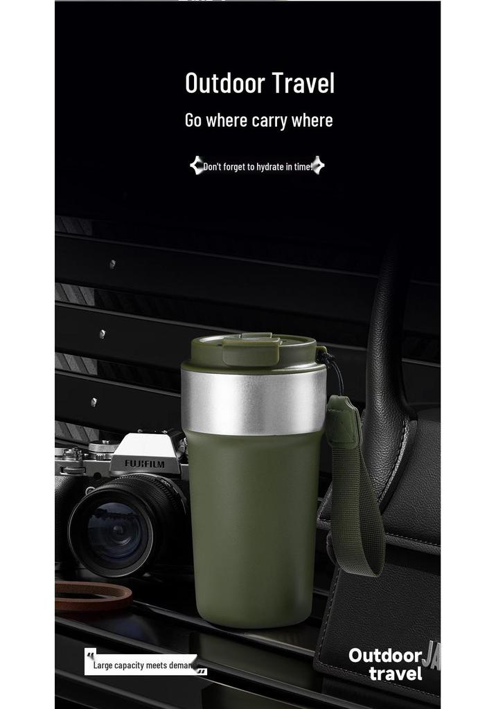 8th Gen 232g Stainless Steel Insulated Coffee Cup with Lanyard Straw, Portable for Car & Outdoor Use