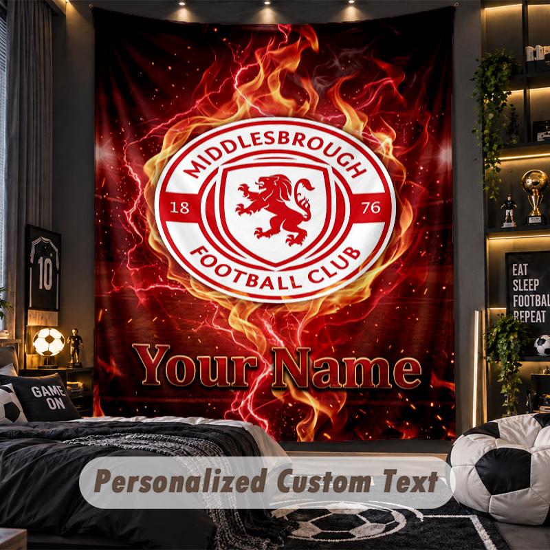 TapestryMiddlesbrough FC Custom Name Text Personalized Wall Hanging Tapestry Home Wall Decor